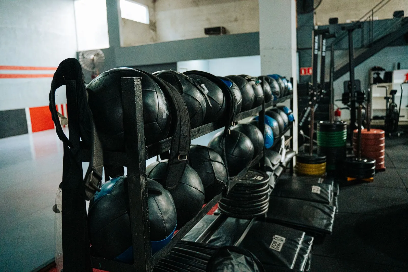 Rack de mancuernas del gimnasio